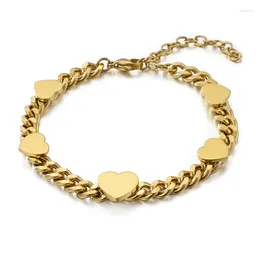 Charm Bracelets Fashion Women Lovers Colour Rose Gold Hearts Stainless Steel Five Chain Pulseras Jewellery For A Gift