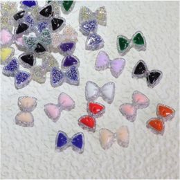 Nail Art Decorations 20pcs Bow Tie Jewellery 3D Glitter Resin Nails Charms Multi Colours 8 11mm Ornament Press On DIY Accessories