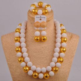 Necklace Earrings Set & Inches African White Jewelry Simulated Pearl Nigerian Wedding Beads Costume Sets For Women FZZ57Earrings EarringsEar