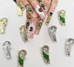 Nail Art Decorations 10pc 3D Nail Charms San Judas Luxury Metal Nails Art Charm Gold Plated Rhinestones Crystal DIY Manicure Decor7005758