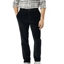 Men's Pants Casual Versatile Thickened Trousers Solid Colour Basic Simple Fashion Buttons Straight Leg With Pockets