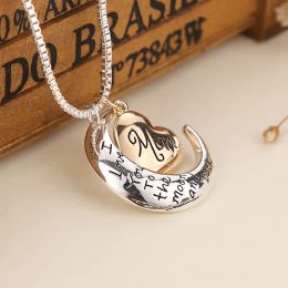 Heart Jewelry Necklace Party Favor I Love You To The Moon And Back Mom Pendants Necklace Mother Day Gift