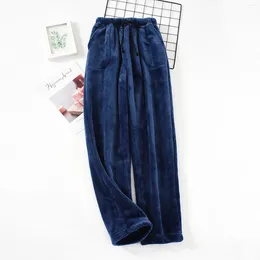 Men's Pants Pajama Loose Flannel Wide Leg Trouser Large Size Warm Thick Coral Fleece Home Autumn And Winter Pajamas