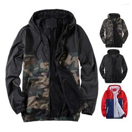 Men's Jackets Men Plus Size Coat Camouflage Print Hooded Winter With Zipper Closure Elastic Cuff Breathable Mesh Mid Length