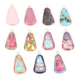 Pendant Necklaces 16x30mm Natural Stone Pendants Rose Quartzs Labradorites Sea Sediment Jaspers Charms Jewelry Making DIY