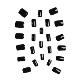 False Nails Glossy Black Square Fake Nail Art Full Cover Artificial Tips For Shopping Travelling Dating