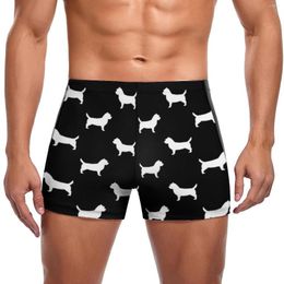 Men's Swimwear Dog Art White Swimming Trunks Cairn Terrier Silhouette Print Pool Swim Boxers Plus Size Elastic Man