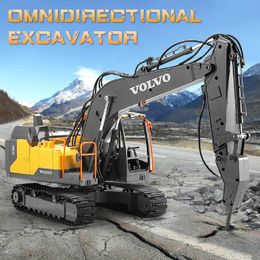 ElectricRC Car E568 24G 3in1 Alloy Excavator 1 16 17ch Big Trucks Simulation Remote Control 3Type Engineer Vehicle Toys 230419