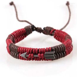 Charm Bracelets 1/2pcs Hand-woven Bracelet Couple Red Rope Hand Ethnic Style Simple Bow And Arrow Jewelry Wholesale