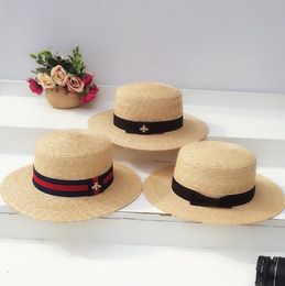 Summer Wide Brim Thin Hay Braid Flat Top Flat Brim Straw Hat Women's Sun-Proof Style Natural Grass Top Hat Fashion