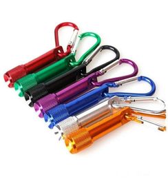 Mini LED Flashlight Aluminium Alloy Torch with Carabiner Ring Keyrings Key Chains Sport Mini led flashlights whole keychain key6069869