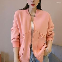 Women's Jackets The Short Versatile Pocket Zipper Bomber Jacket Women's Fashion Sports Top Spring Autumn Loose Korean Cardigan Coat