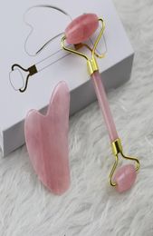 8 Styles Arts Rose Quartz Roller Face Massager Lifting Tool Natural Jade Facial Massage Roller Stone Skin Massage Beauty Care Set 2568006