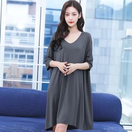 Women's Sleepwear 45 To 100 Kg Wear Summer Nightgowns Women V Neck Half Sleeve Nightdress Plus Size Nightwear Dress Casual Ladies Sleepshirt