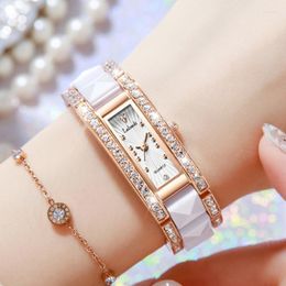 Wristwatches LABAOLI Rectangle Luxury Design Women Wrist Watches For Top Brand Female Clock Rhinestone Creative Dial Bracelet