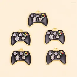 Charms 10Pcs 20 26mm Black Enamel Gamepads For Jewellery Making Supplies Retro Game Handle Earrings Keychain DIY Craft Accessories