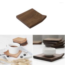 Table Mats Black Walnut Wood Folding Corner Coasters Solid Wooden Heat Insulation Anti-scalding Tea Mat Creativity Design Cup Holder Pad