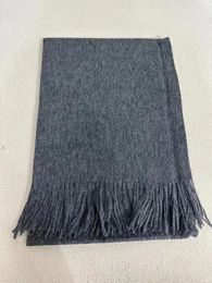 Scarves Hooded Staff Scarf Dark Grey Pure Wool Sheep Water Ripple Solid Colour Worsted Size 70x200cm