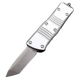 2023 High End Silver MT UT AUTO Tactical Knife D2 Stone Wash Blade CNC 6061-T6 Handle EDC Gift Knives With Nylon Bag