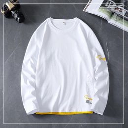 Men's T Shirts Spring 2024 Long-sleeve T-shirt Round Collar Fashion Printed Woven Versatile Tshirts Casual Needle Wear