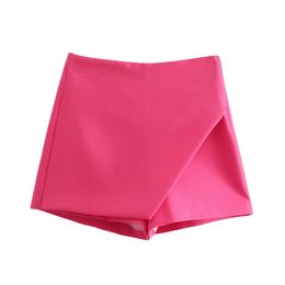 Women candy neon Colour shorts high waist asymmetric style desinger culottes SML