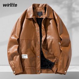 Men's Fur Faux Fur Winter Warm Leather Jacket Men Thick Fur Linner Fashion Male Motorcycle Parkas Coat Motorcycle PU Jackets Outwear Men's Clothing 231120