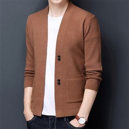 Men's Sweaters Spring autumn The men's brand fashion business casual solid Colour V-neck knitted cardigan sweater men cardigan coats/S-3XL 231118