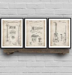 Guitar Patent Blueprints Vintage Posters And Prints Music Wall Art Canvas Painting Retro Pictures For Living Room Home Decor7274482