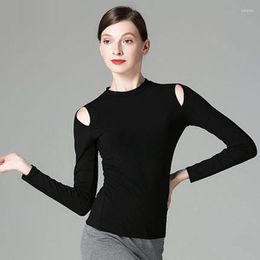 Stage Wear Black Spandex Long Sleeve Dance Adult Latin Top 4 Sizes Available A0142