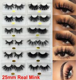 3D Mink Eyelashes 25mm Real Mink False Eyelash 5D False Eyelashes Long Dramatic Natural Thick Mink Lashes Handmade Makeup Volumn L6309218