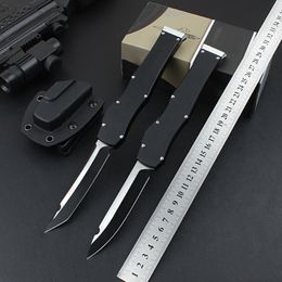 1Pcs High End New AUTO Tactical Knife D2 Two-tone Black Blade CNC 6061-T6 Handle Outdoor Survival Knives with Kydex