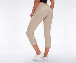 Soft Nakedfeel Fabric Yoga Capris Workout Sport Pants Women Drawstring Waist Fitness Running Sweatpants with Two Side Pocket J1219148716