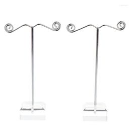 Jewellery Pouches 2 Pcs/Set Earrings Shelf Wire Hook Stand Holder Display Showcase Rack Organiser Acrylic Base Decoration Show Wave T