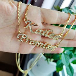 Pendant Necklaces DODOAI Crystal Pendant Letter Necklace Women's Customised Jewellery Customised Name Necklace Digital Personalised Zirconia Jewellery 231120