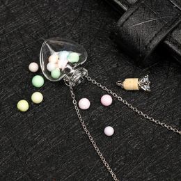 Pendant Necklaces Fashion Glaze Vial Necklace Water Drop Heart Shaped Make Wishes Openable Essential Oil Steel Chain Jewellery