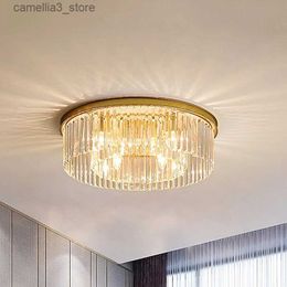 Ceiling Lights Luxury LED Ceiling Chandelier Light Crystal Bedroom Guest Dining Room Modern American Minimalist Metal Low Rise Small Apartment Q231120