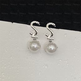 Luxury Lady Pearl Earrings Studs Chic Silver Plated Crystal Earrings Retro Studs For Wedding Party