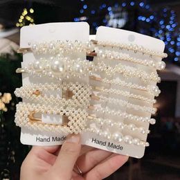 Headwear Hair Accessories 1 Set Geometric Flower Pearl Hair Clip Pin For Women Hairpins Fashion Acrylic Barrettes Hairgrips Hair Accessories Girls JewelryL231214