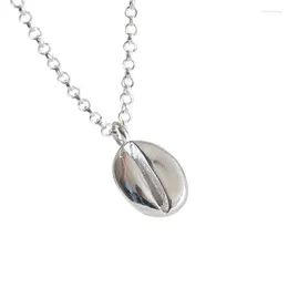 Pendants 1pc Authentic 925 Sterling Silver Lucky Coffee Bean Pendant Necklace Fine Jewellery Women's C-HXL201