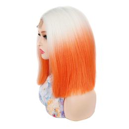 yielding Lace head cover Small lace wig head cover Snow white gradient orange wig cover Middle split wave wig head cover