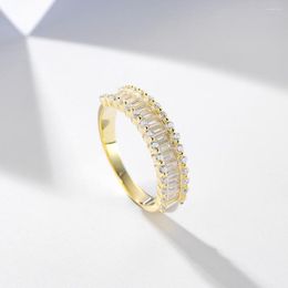 Cluster Rings KR-0889 Gold And America Half Circle Line Female Diamond Ring S925 Silver Colored Crystals Cold Wind Niche