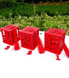 Chinese Asian Style Red Double Happiness Wedding favor box party gift favor candy box whole YT00012453071