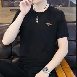 23GG Men's T Shirts Knitted Short Summer Thin Breathable Striped Clothes Tops O-Neck Casual T-Shirt