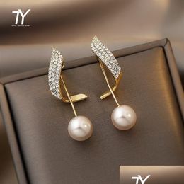 Dangle & Chandelier Metal Pearl Pendant Dangle Earrings For Woman Elegant Jewelry Wedding Earring Drop Delivery Jewelry Earri Dhgarden Otl32