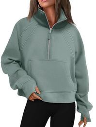designer hoodie jackets womens sweatshirt Hoodies hoodys Autumn Winter Yoga sports half zipper chothing loose short clothes winter Sports Gym Jacket