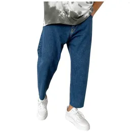 Men's Jeans Fashion Denim Pant Zipper Pocket Baggy Soild Color Regular Trousers For Man High Street Vintage Male