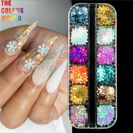 Acrylic Powders Liquids TCT862 Snowflake Nail Art Glitter Sequins Holographic Snow Flakes Slices Winter Christmas Decorations Xmas Manicure 231120