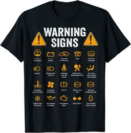 Men's T Shirts Funny Driving Warning Signs 101 Auto Mechanic Gift Driver T Shirt Fashion Casual T Shirt Cotton Mens Tops Tees 230419