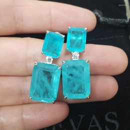 Dangle Earrings 925 Sterling Silver Paraiba Tourmaline Gemstone Drop For Women Sparkling Engagement Party Fine Jewellery Gifts