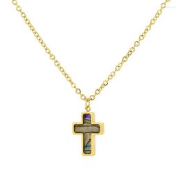 Chains Simple Cross Pendant Necklace Colourful Shell Titanium Steel Clavicle Chain Jewellery For Women Men